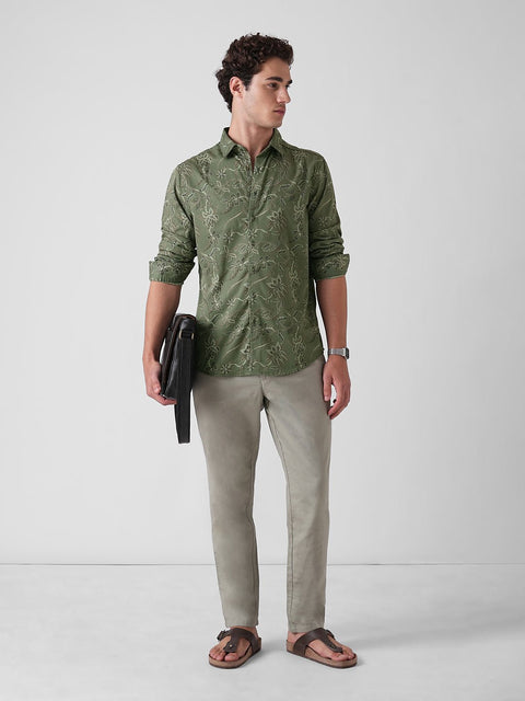 GREEN PRINTED TWILL TAILORED SHIRT-Shirt - 251134106