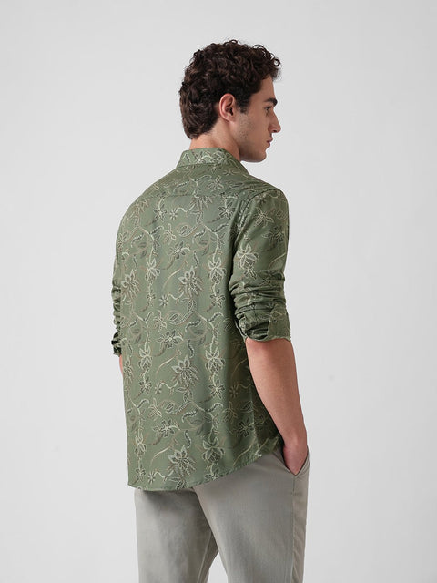 GREEN PRINTED TWILL TAILORED SHIRT-Shirt - 251134106
