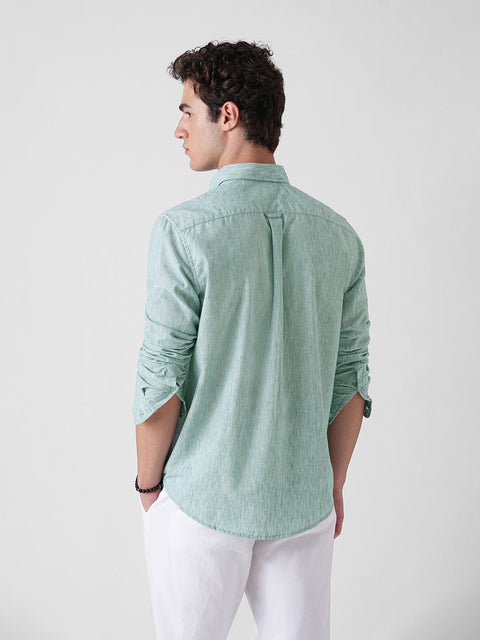 GREEN SLUB PLAIN SHIRT-Shirt - 260134905
