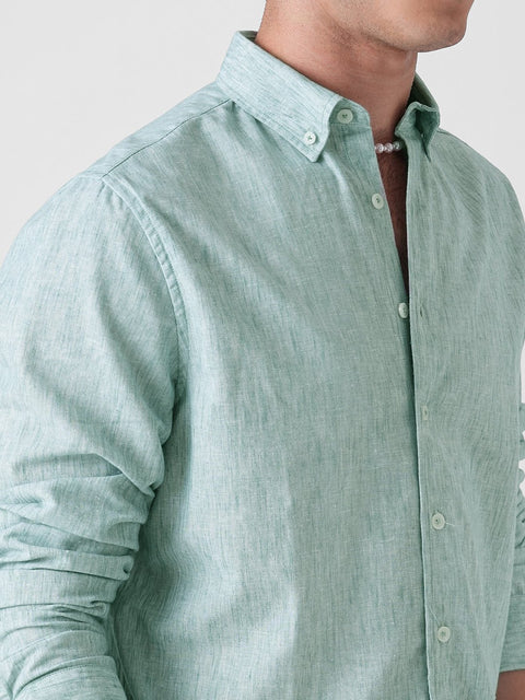 GREEN SLUB PLAIN SHIRT-Shirt - 260134905