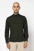 Green Solid Cotton Kurta Shirt - Kurta - 240120036