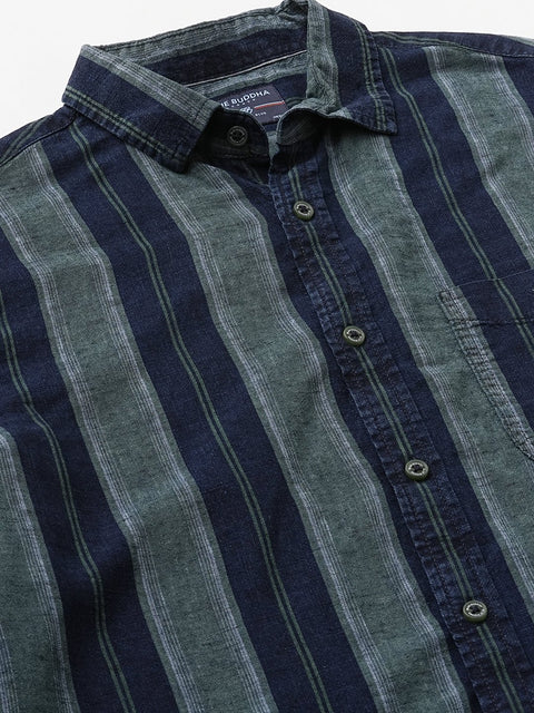 Green Striped Cotton Shirt - Shirt - 240427557