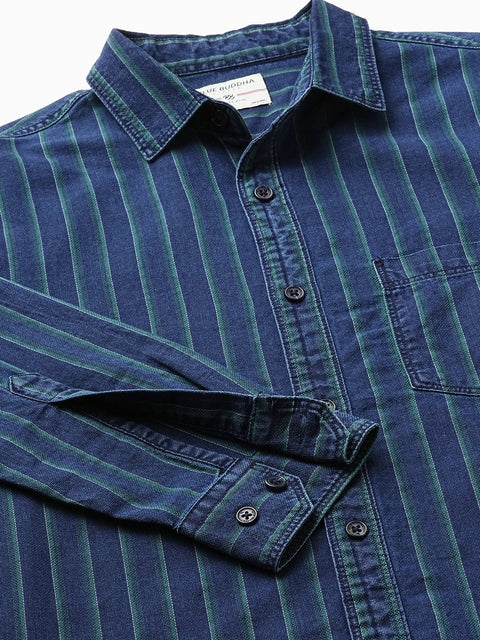 Green Striped Cotton Shirt - Shirt - 240427371