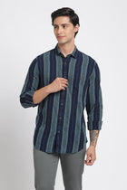 Green Striped Cotton Shirt - Shirt - 240427557