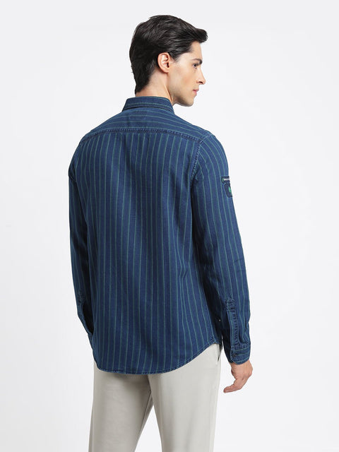 Green Striped Cotton Shirt - Shirt - 240427371