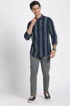 Green Striped Cotton Shirt - Shirt - 240427557