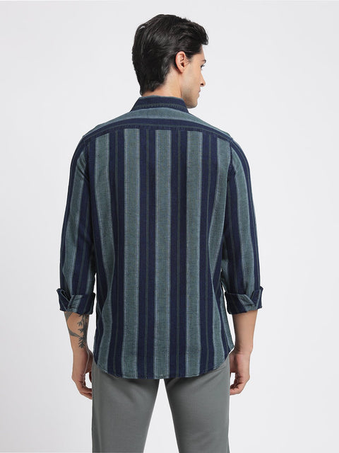 Green Striped Cotton Shirt - Shirt - 240427557