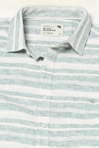 GREEN STRIPED HALF SLEEVE SHIRT-Shirts - 250631572