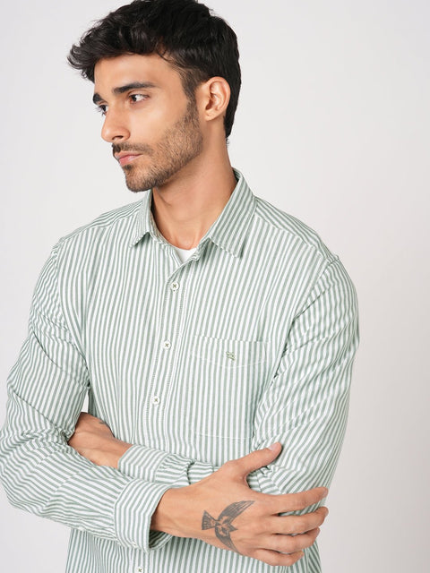 GREEN STRIPED OXFORD SHIRT-Shirt - 251033145