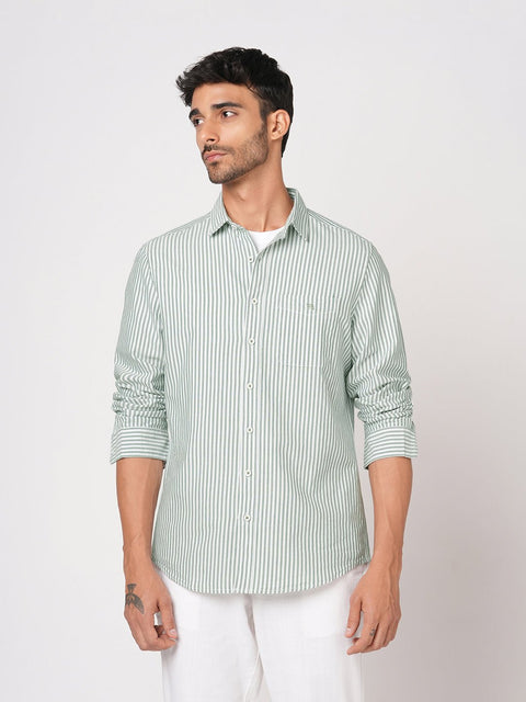 GREEN STRIPED OXFORD SHIRT-Shirt - 251033145