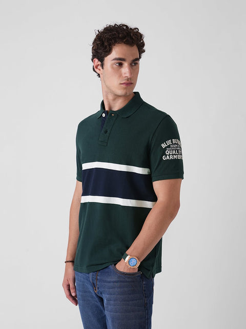 GREEN STRIPED PIQUE POLO - T Shirt - 251131070