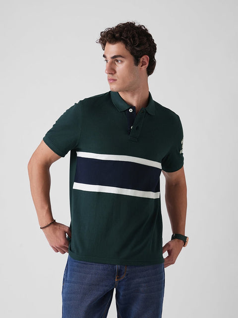 GREEN STRIPED PIQUE POLO - T Shirt - 251131070