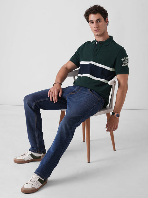 GREEN STRIPED PIQUE POLO - T Shirt - 251131070