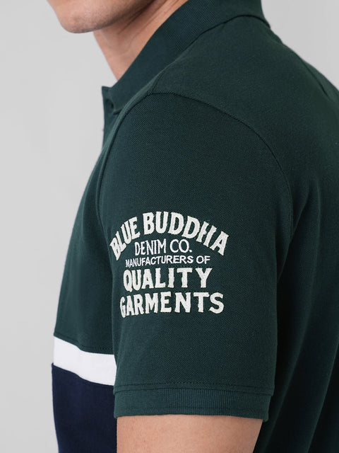 GREEN STRIPED PIQUE POLO - T Shirt - 251131070