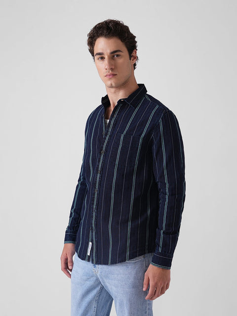 GREEN STRIPED SLUB TAILORED SHIRT-Shirt - 260134260