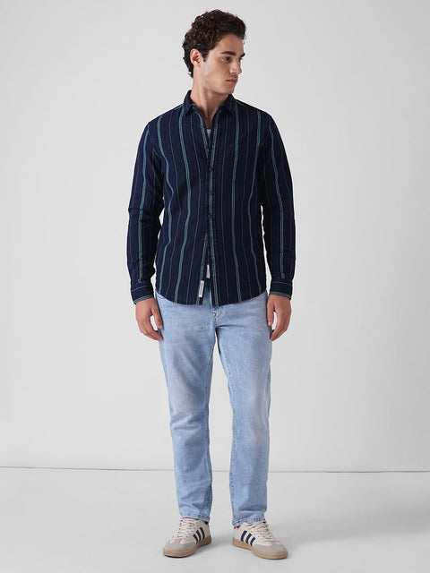 GREEN STRIPED SLUB TAILORED SHIRT-Shirt - 260134260