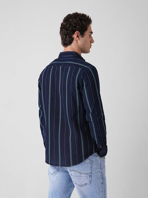 GREEN STRIPED SLUB TAILORED SHIRT-Shirt - 260134260