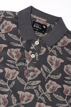 Grey All Over Floral Printed Polo - T-Shirt - 2409300703