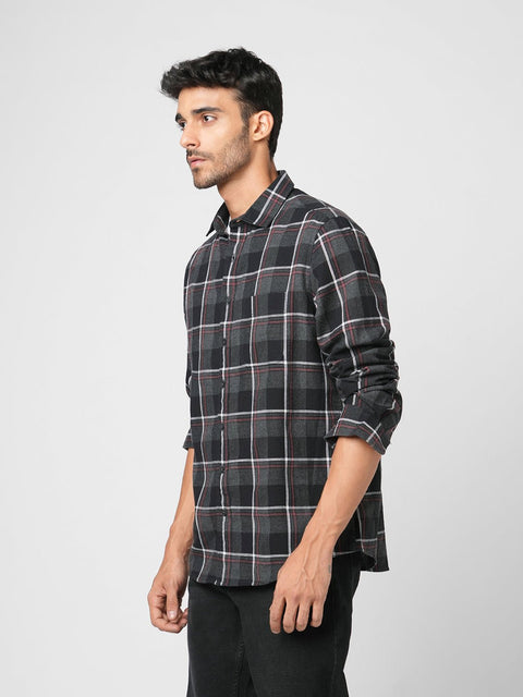 GREY CHECKERED COTTON SHIRT-Shirt - 251033315