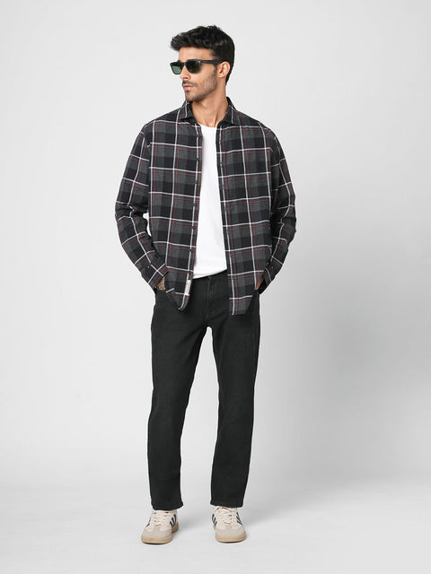 GREY CHECKERED COTTON SHIRT-Shirt - 251033315