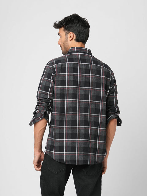 GREY CHECKERED COTTON SHIRT-Shirt - 251033315