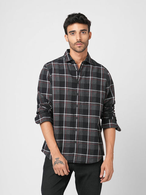 GREY CHECKERED COTTON SHIRT-Shirt - 251033315
