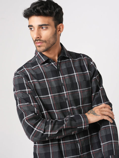 GREY CHECKERED COTTON SHIRT-Shirt - 251033315