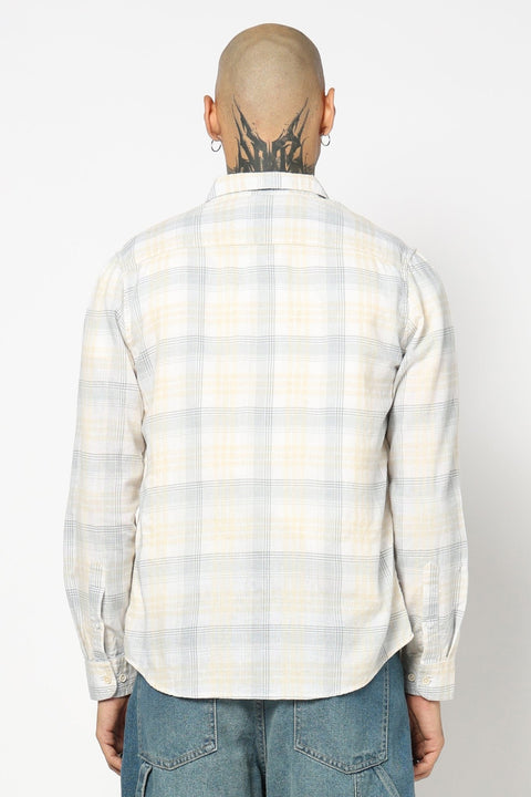 GREY CHECKERED LINEN SHIRT-Shirt - 250731792
