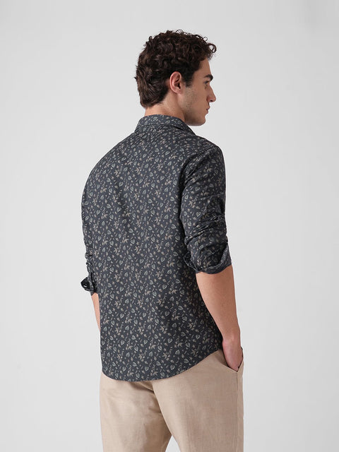 GREY DOBBY PRINT TAILORED SHIRT-Shirt - 251134076