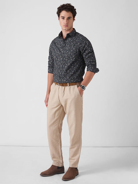 GREY DOBBY PRINT TAILORED SHIRT-Shirt - 251134076