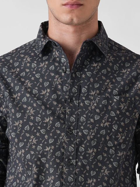 GREY DOBBY PRINT TAILORED SHIRT-Shirt - 251134076