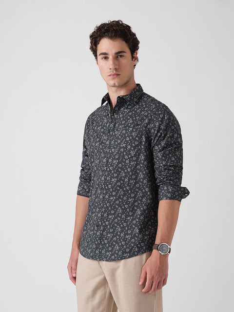 GREY DOBBY PRINT TAILORED SHIRT-Shirt - 251134076