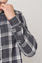 GREY DOBBY WINDOWPANE CHECKERED SHIRT-Shirt - 251033100