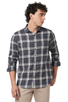 GREY DOBBY WINDOWPANE CHECKERED SHIRT-Shirt - 251033100
