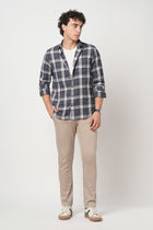 GREY DOBBY WINDOWPANE CHECKERED SHIRT-Shirt - 251033100
