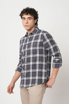 GREY DOBBY WINDOWPANE CHECKERED SHIRT-Shirt - 251033100