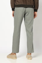 GREY LINEN TRAVELLER FIT TROUSER - Trousers - 250840979