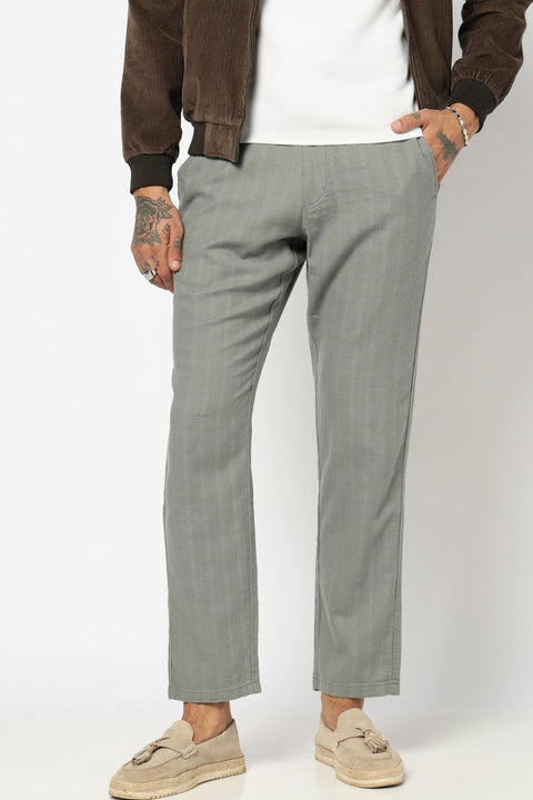 GREY LINEN TRAVELLER FIT TROUSER - Trousers - 250840979
