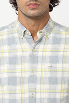 Grey Plaid Cotton Shirt - Shirts - 230424662
