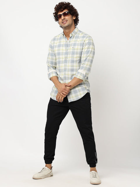 Grey Plaid Cotton Shirt - Shirts - 230424662