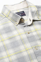 Grey Plaid Cotton Shirt - Shirts - 230424662