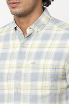 Grey Plaid Cotton Shirt - Shirts - 230424662