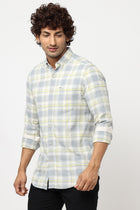 Grey Plaid Cotton Shirt - Shirts - 230424662