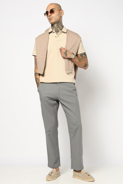 GREY PLAIN TRAVELLER FIT TROUSER - Trousers - 250740820