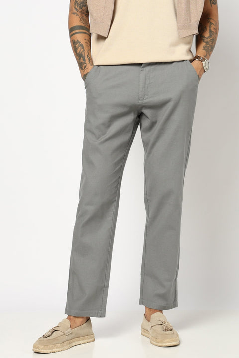 GREY PLAIN TRAVELLER FIT TROUSER - Trousers - 250740820