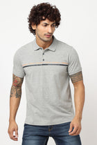 Grey Printed Polo Cotton T-shirt - T-Shirt - 230530502