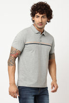 Grey Printed Polo Cotton T-shirt - T-Shirt - 230530502