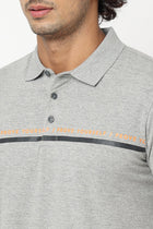 Grey Printed Polo Cotton T-shirt - T-Shirt - 230530502