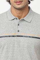 Grey Printed Polo Cotton T-shirt - T-Shirt - 230530502