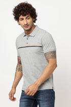 Grey Printed Polo Cotton T-shirt - T-Shirt - 230530502